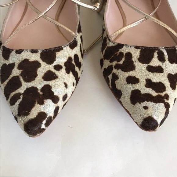 Kate Spade Genie Calf Hair Lace Up Flats in Blush Napa/Leopard Print - Picture 2 of 7